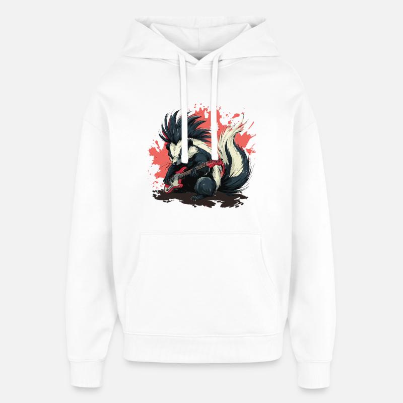 Punk Skunk avec guitare basse - Sweat à capuche unisexe Stanley/Stella Oversized - blanc