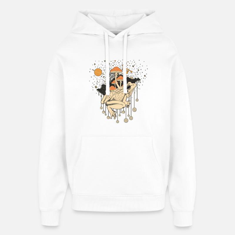Grenouille Cosmique et Champignons dans l’Univers - Sweat à capuche unisexe Stanley/Stella Oversized - blanc