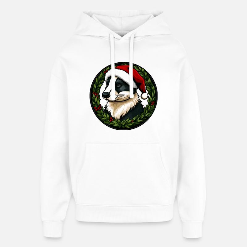 Blaireaux de Noël - Sweat à capuche unisexe Stanley/Stella Oversized - blanc