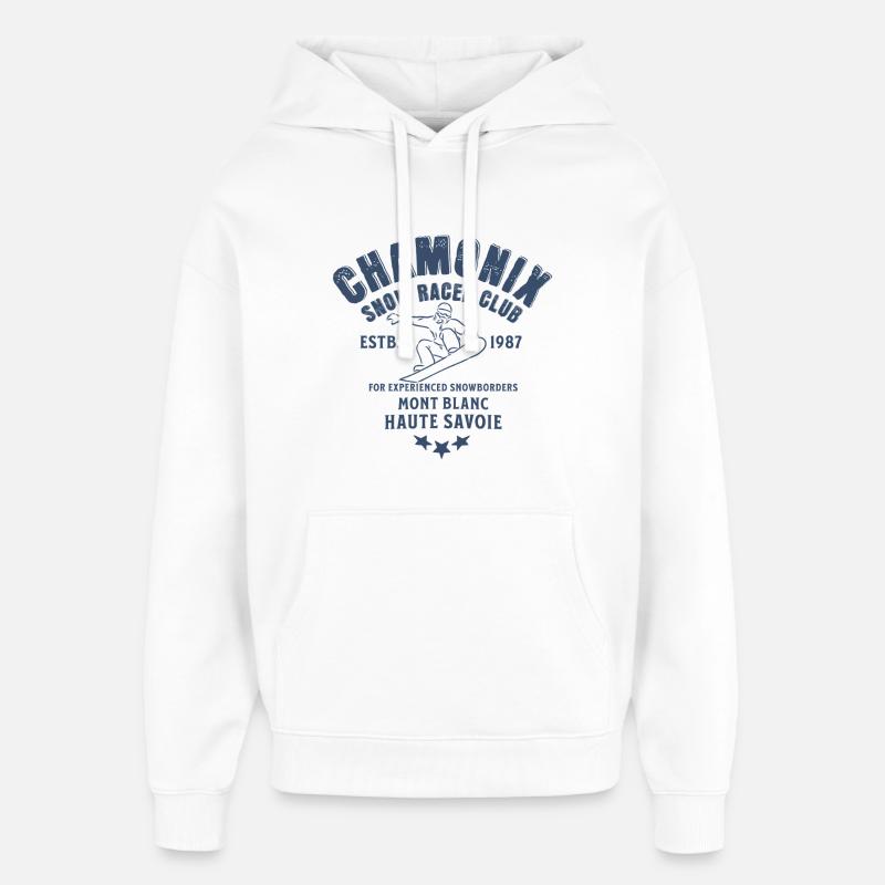 Chamonix Snowboard Club Mont Blanc - Sweat à capuche unisexe Stanley/Stella Oversized - blanc