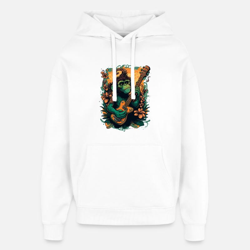 Guitariste jungle avec guitare - Sweat à capuche unisexe Stanley/Stella Oversized - blanc