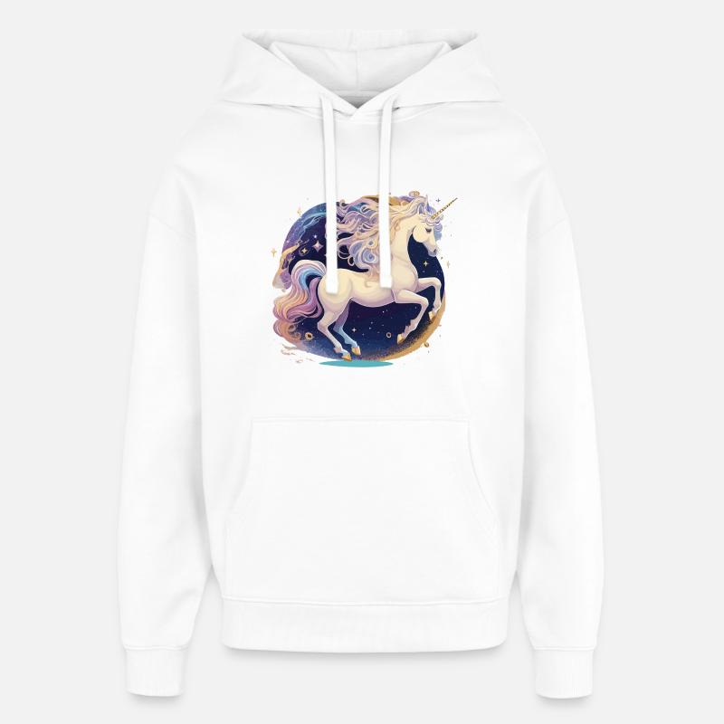 Galaxie licorne pastel - Sweat à capuche unisexe Stanley/Stella Oversized - blanc