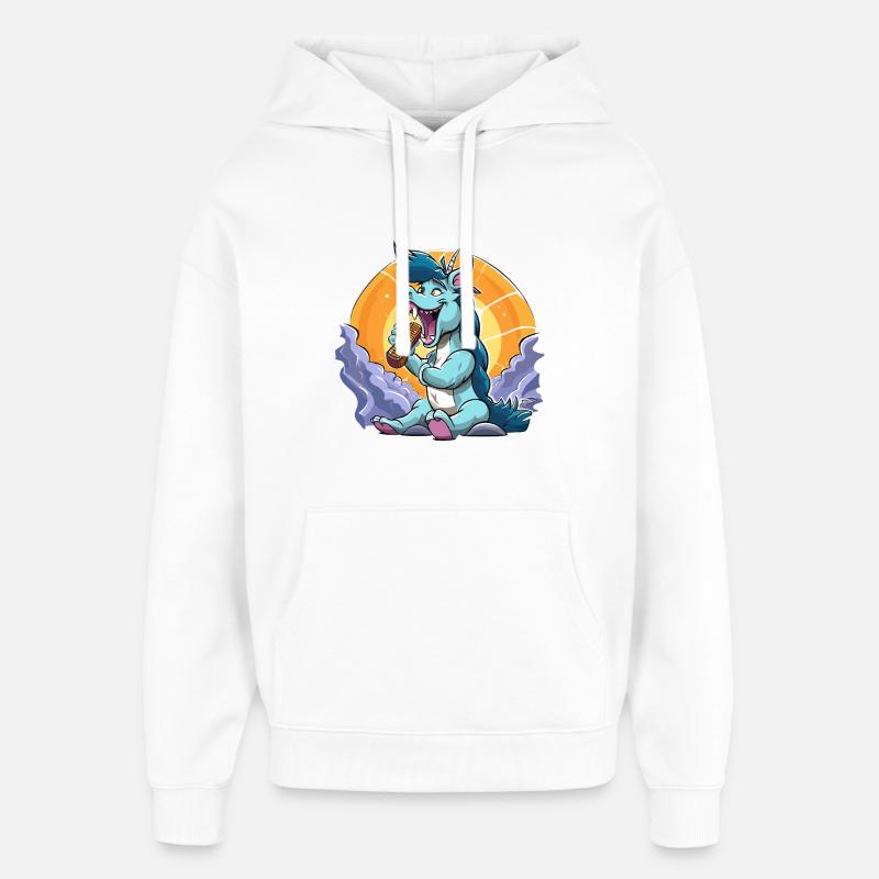 Blauer Drachen-Sänger vor Sonnenkreis - Oversized Unisex Hoodie von Stanley/Stella - Weiß