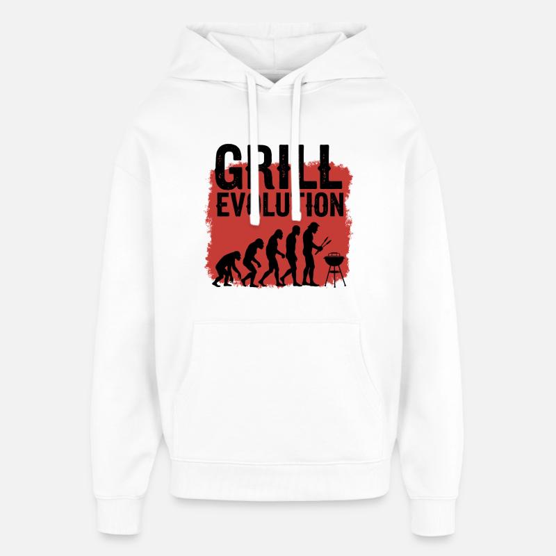 Grill Evolution Funny Grill Master Saying - Oversized Unisex Hoodie by Stanley/Stella - white