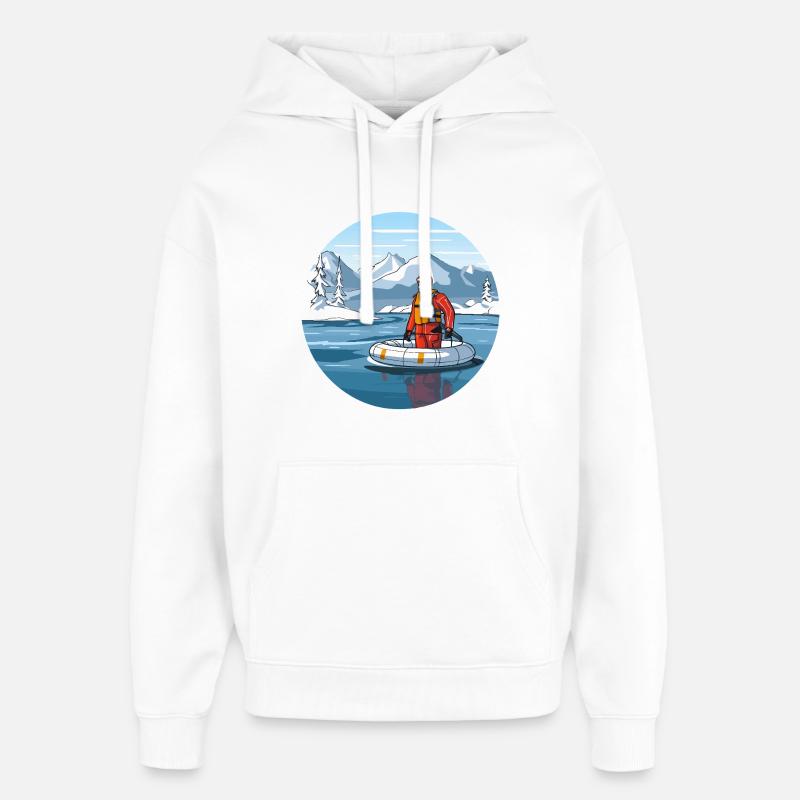 Alpine Rettungsfahrt im Eissee - Oversized Unisex Hoodie by Stanley/Stella - white