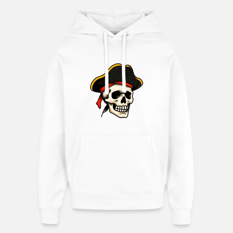 Crâne de pirate tatoué classique - Sweat à capuche unisexe Stanley/Stella Oversized - blanc
