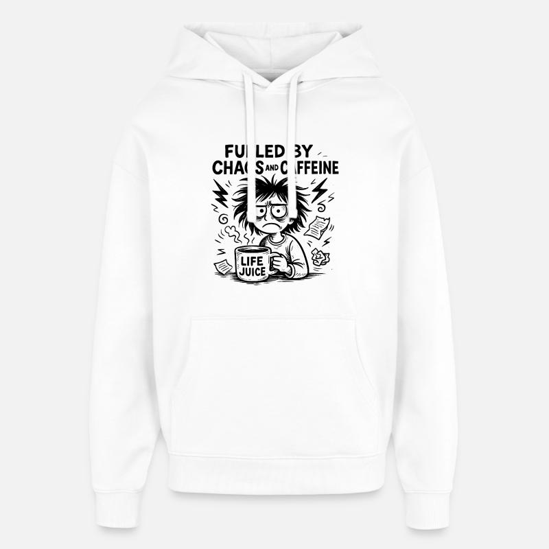 Alimenté par la caféine - Sweat à capuche unisexe Stanley/Stella Oversized - blanc