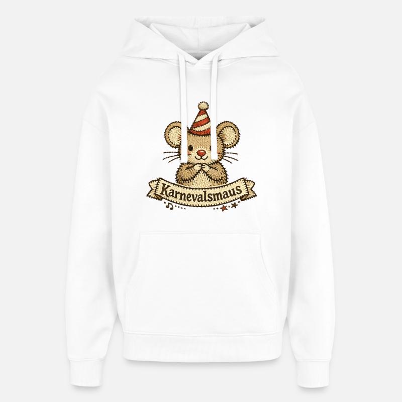 Souris de carnaval Mignonne Weiberfastnacht Cologne - Sweat à capuche unisexe Stanley/Stella Oversized - blanc