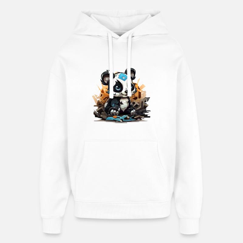 Charme de bloc de construction Panda - Sweat à capuche unisexe Stanley/Stella Oversized - blanc
