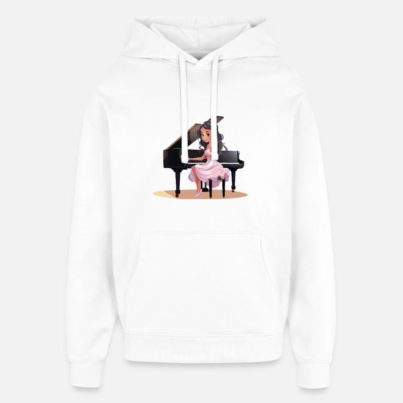 Diva du piano en robe rose - Sweat à capuche unisexe Stanley/Stella Oversized - blanc