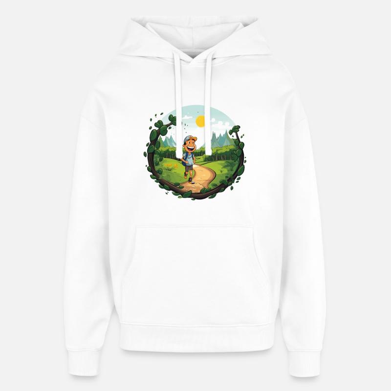 Hikers on the forest path - Oversized Unisex Hoodie by Stanley/Stella - white