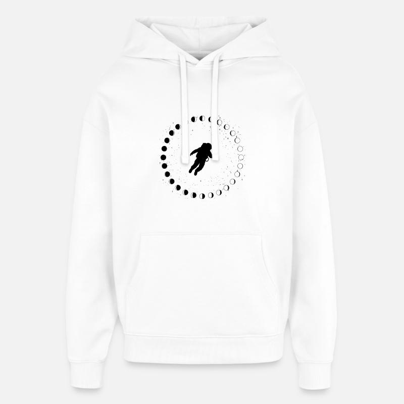 Astronaute avec phases lunaires et étoiles - Sweat à capuche unisexe Stanley/Stella Oversized - blanc