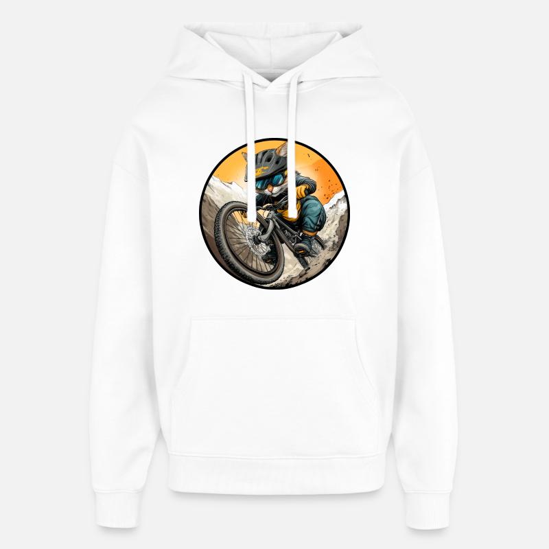 Chat motard / chaton VTT - Sweat à capuche unisexe Stanley/Stella Oversized - blanc