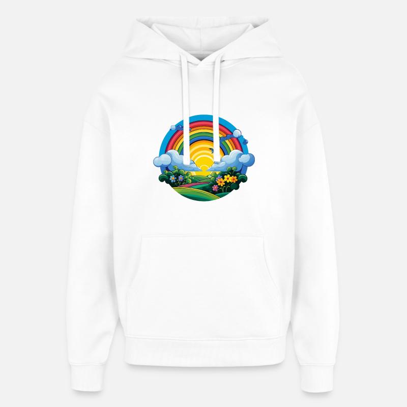 Printemps Arc-en-ciel Lever du Soleil - Sweat à capuche unisexe Stanley/Stella Oversized - blanc