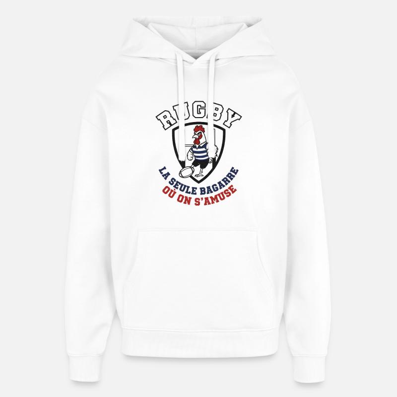Coq Rugby Bouclier Stylisé - Sweat à capuche unisexe Stanley/Stella Oversized - blanc