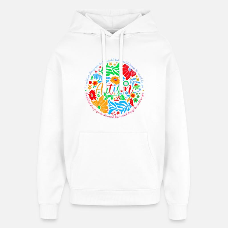 Journée de sensibilisation à l’autisme - Sweat à capuche unisexe Stanley/Stella Oversized - blanc