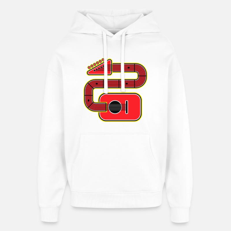 Guitare à forme abstraite rouge - Sweat à capuche unisexe Stanley/Stella Oversized - blanc