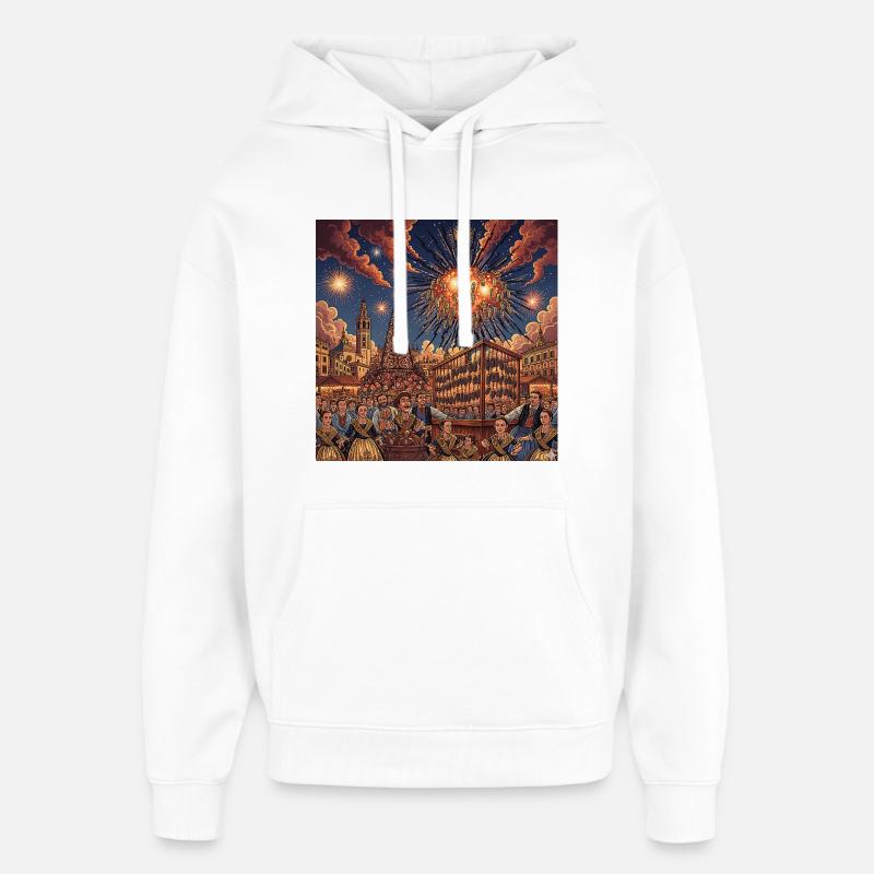 Valencia Fallas - Sweat à capuche unisexe Stanley/Stella Oversized - blanc