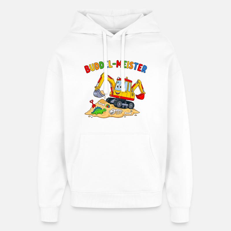 Buddel-Meister Dino-Abenteuer - Oversized Unisex Hoodie von Stanley/Stella - Weiß