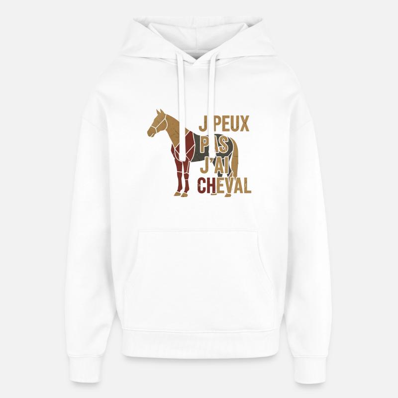 J'peux pas j'ai cheval - Sweat à capuche unisexe Stanley/Stella Oversized - blanc