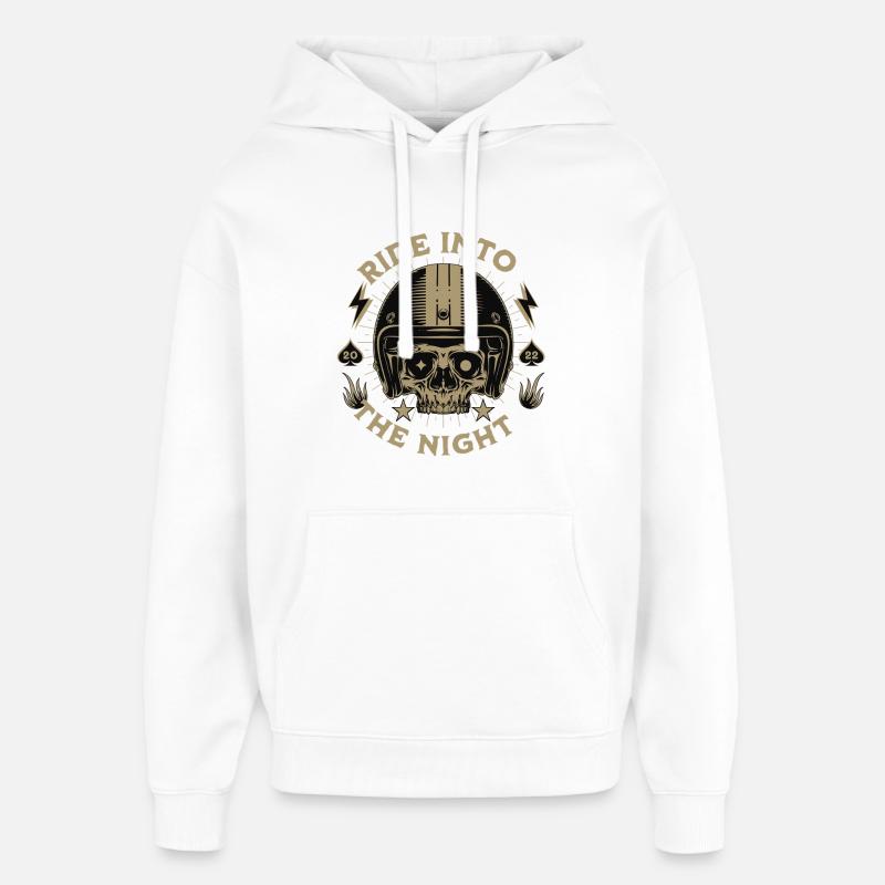 Ride Into the Night Skull Helmet - Sweat à capuche unisexe Stanley/Stella Oversized - blanc