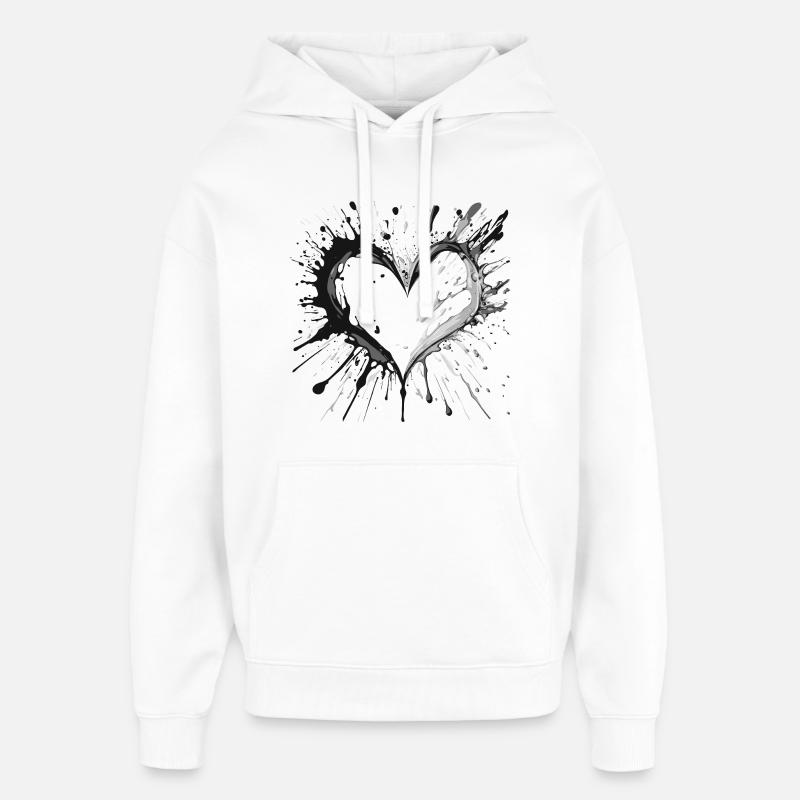 Éclaboussures de cœur d’encre - Sweat à capuche unisexe Stanley/Stella Oversized - blanc