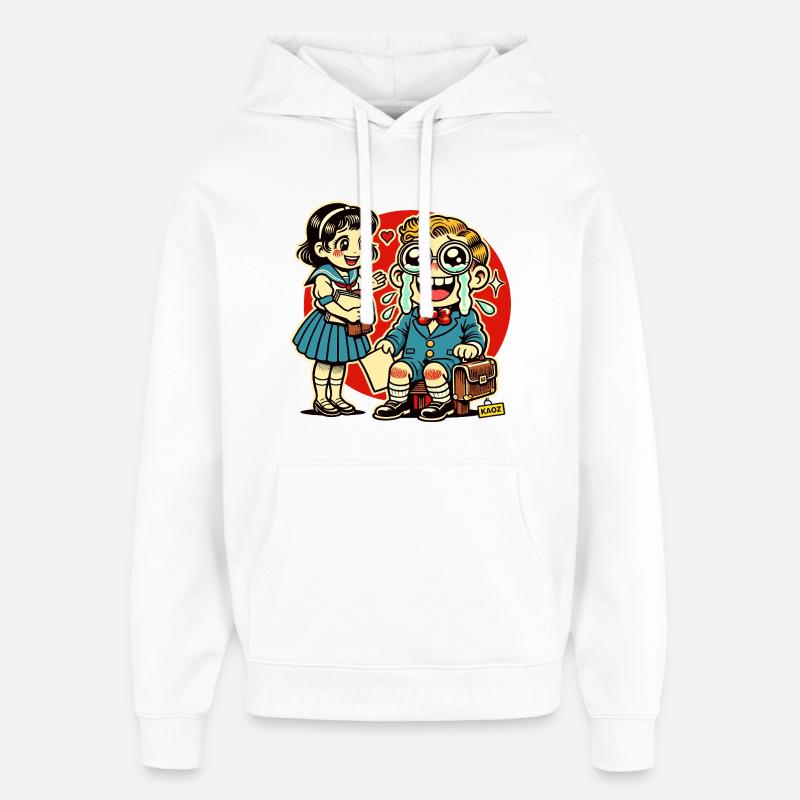 Écoliers rétro avec un passé cardiaque - Sweat à capuche unisexe Stanley/Stella Oversized - blanc