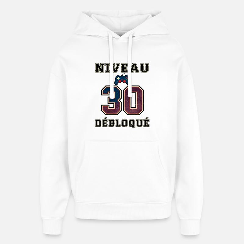 Level 30 Unlocked – Game Controller - Oversized Unisex Hoodie by Stanley/Stella - white