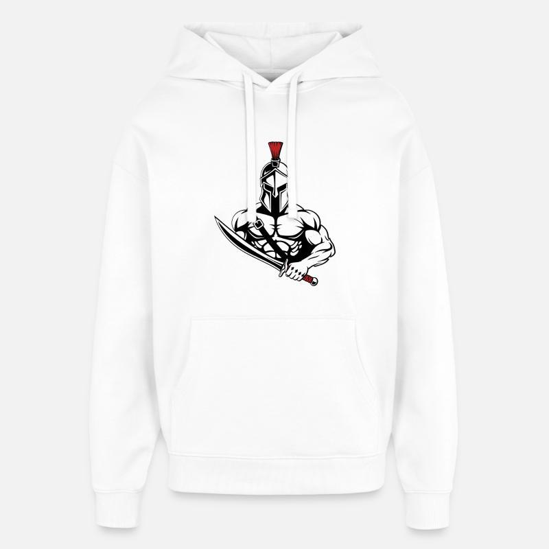 Spartiate Gladiateur Épée Mascotte Spartan Gym - Sweat à capuche unisexe Stanley/Stella Oversized - blanc