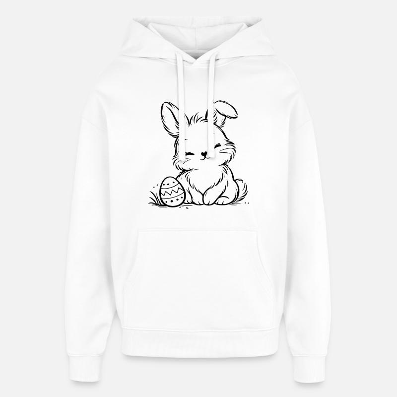 Easter bunny with Easter egg - Oversized Unisex Hoodie by Stanley/Stella - white