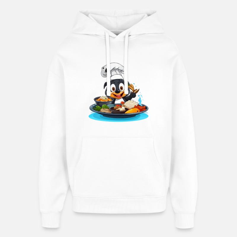 Dessin animé Cooking Dog Chef - Sweat à capuche unisexe Stanley/Stella Oversized - blanc