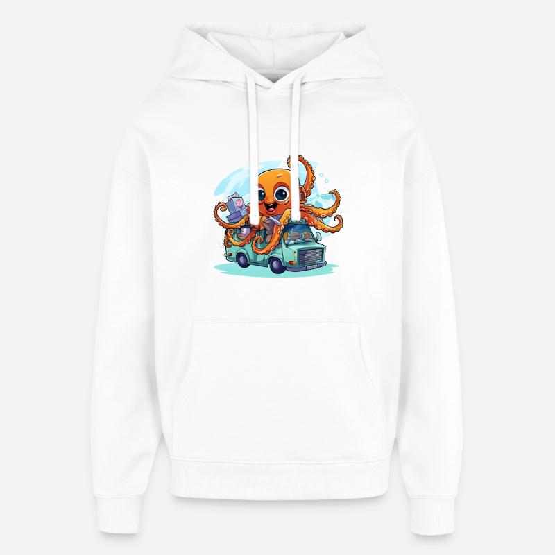 Capitaine calmar dans la camionnette - Sweat à capuche unisexe Stanley/Stella Oversized - blanc