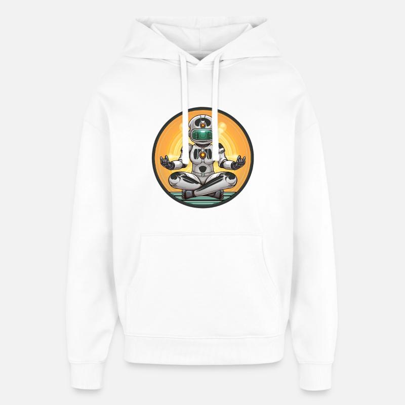 Méditation robotique dans le cercle néon - Sweat à capuche unisexe Stanley/Stella Oversized - blanc