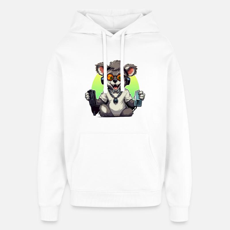 Koala gamer avec casque - Sweat à capuche unisexe Stanley/Stella Oversized - blanc