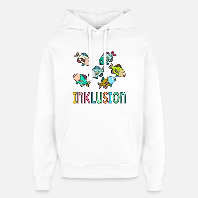 Attitude d’inclusion : Poissons - Sweat à capuche unisexe Stanley/Stella Oversized - blanc