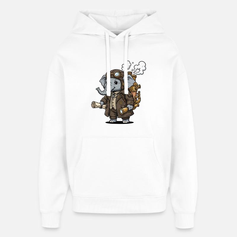 Elephant Explorer Steampunk Steampunk Retro - Oversized Unisex Hoodie von Stanley/Stella - Weiß