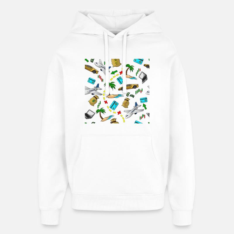 Schéma d’argent de voyage - Sweat à capuche unisexe Stanley/Stella Oversized - blanc