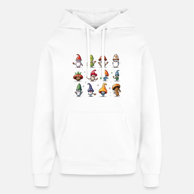 Parade des Gnomes Champignons - Sweat à capuche unisexe Stanley/Stella Oversized - blanc