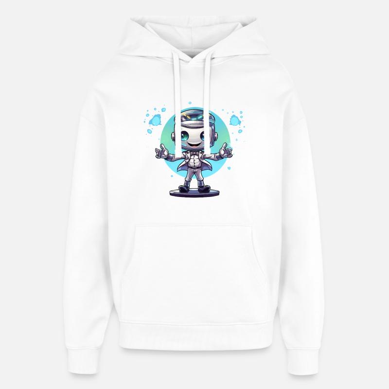 Petit robot spatial en combinaison - Sweat à capuche unisexe Stanley/Stella Oversized - blanc
