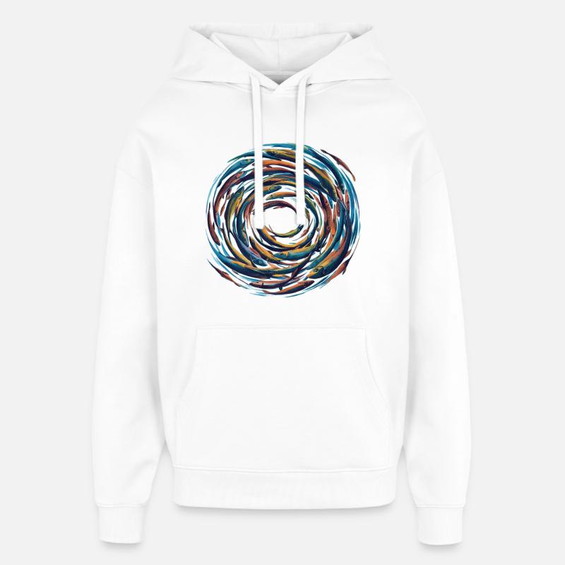 Peinture de sardines sur poisson - Sweat à capuche unisexe Stanley/Stella Oversized - blanc
