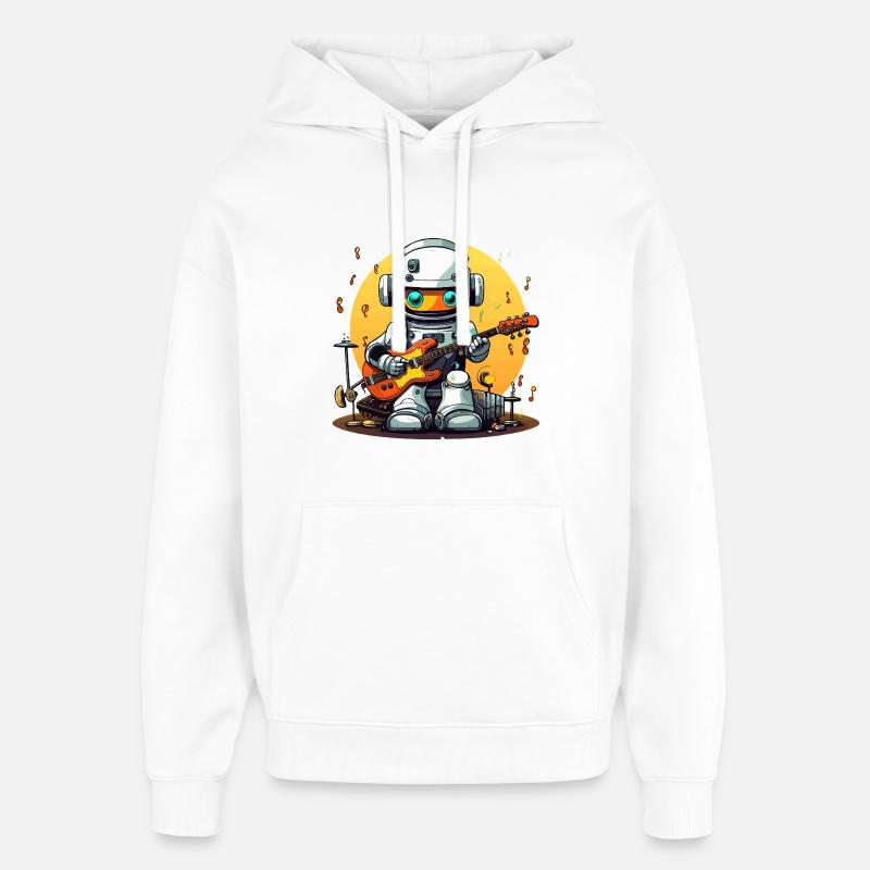 Guitariste robot cosmique - Sweat à capuche unisexe Stanley/Stella Oversized - blanc