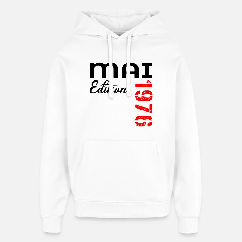 51e anniversaire mai 1976 - Sweat à capuche unisexe Stanley/Stella Oversized - blanc