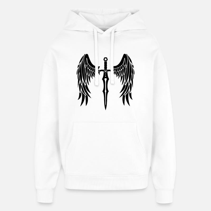 épée ailée noire - Sweat à capuche unisexe Stanley/Stella Oversized - blanc