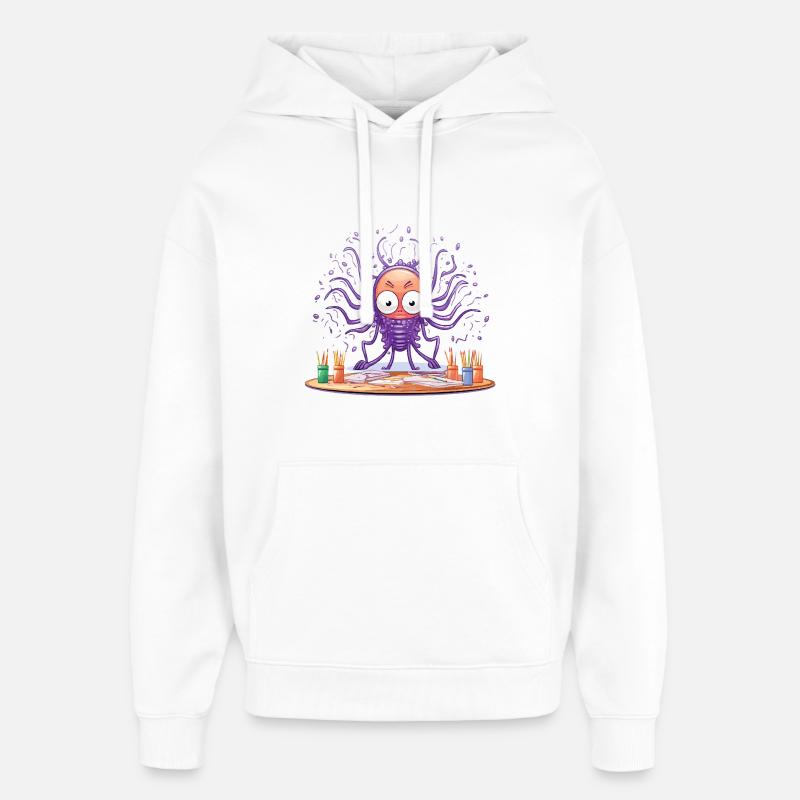 Creative Ink Octopus - Oversized Unisex Hoodie by Stanley/Stella - white