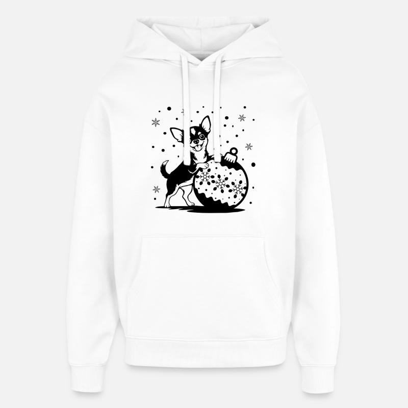 Chihuahua joyeux avec babiole de Noël - Sweat à capuche unisexe Stanley/Stella Oversized - blanc
