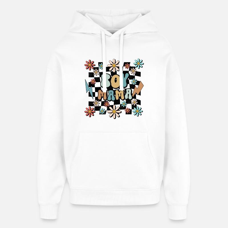 Boy Mama Blumen Muster Mutter Schwangerschaft - Oversized Unisex Hoodie von Stanley/Stella - Weiß