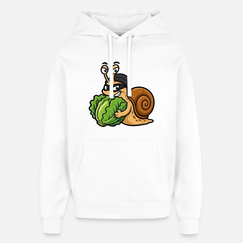 Escargot voleur de salade humoristique - Sweat à capuche unisexe Stanley/Stella Oversized - blanc
