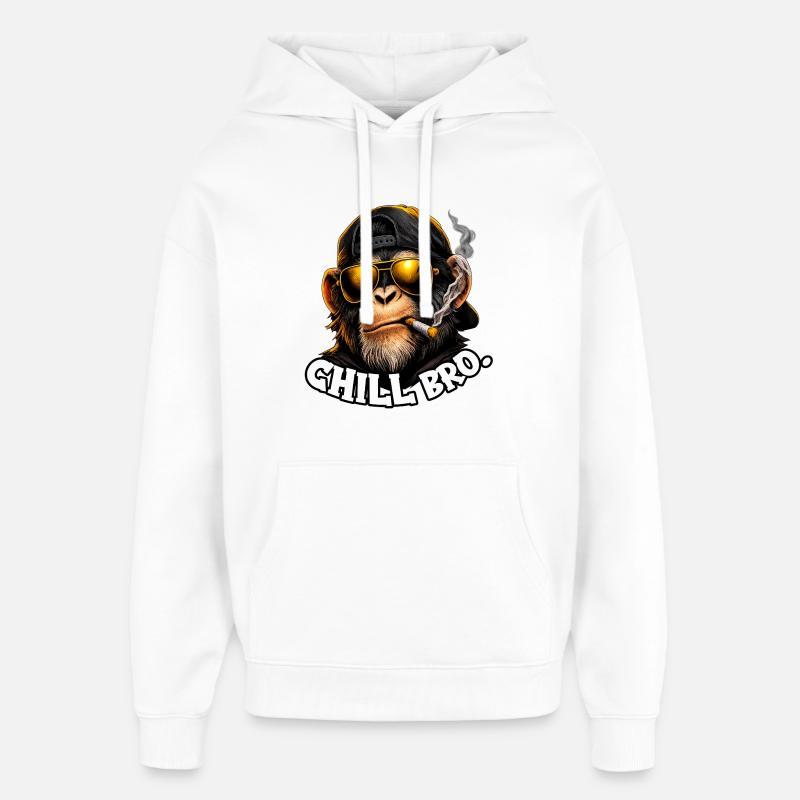 Chimpanzé Cool Bro - Sweat à capuche unisexe Stanley/Stella Oversized - blanc