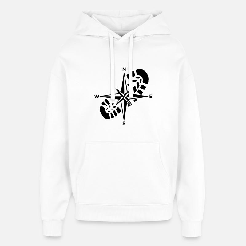 Hiker Compass Wandergeschenk - Oversized Unisex Hoodie von Stanley/Stella - Weiß