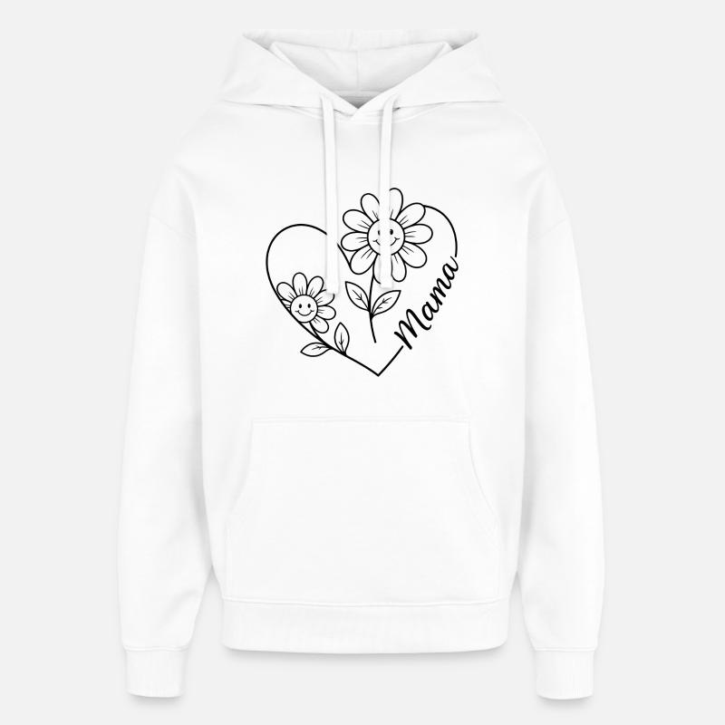 Maman Fleur en traits - Sweat à capuche unisexe Stanley/Stella Oversized - blanc